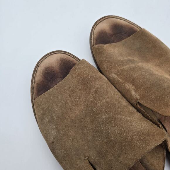 Born Sandals Womens 11 Brown Mesilla Flats Open Toe Slides Slip On Leather Suede - Picture 6 of 12
